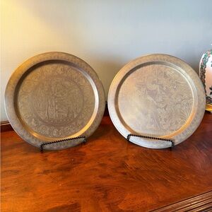 Vintage hand-engraved brass plates
